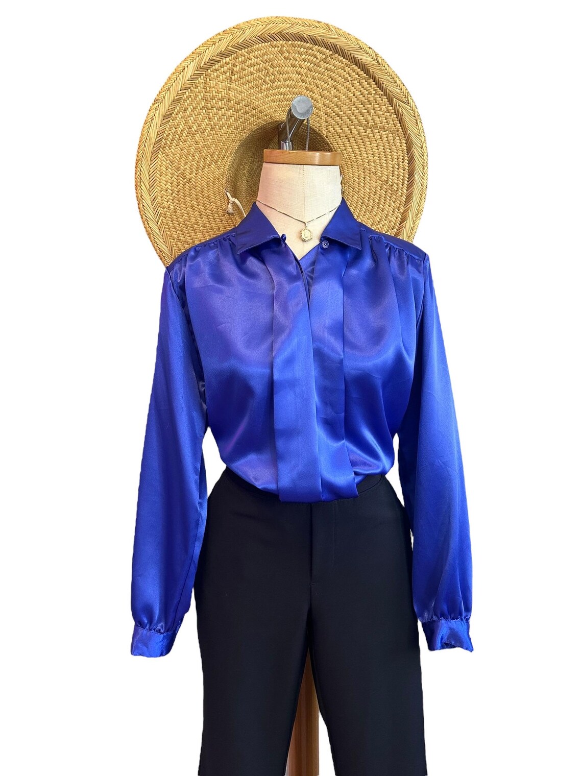 Blue Tweed Button Down Set