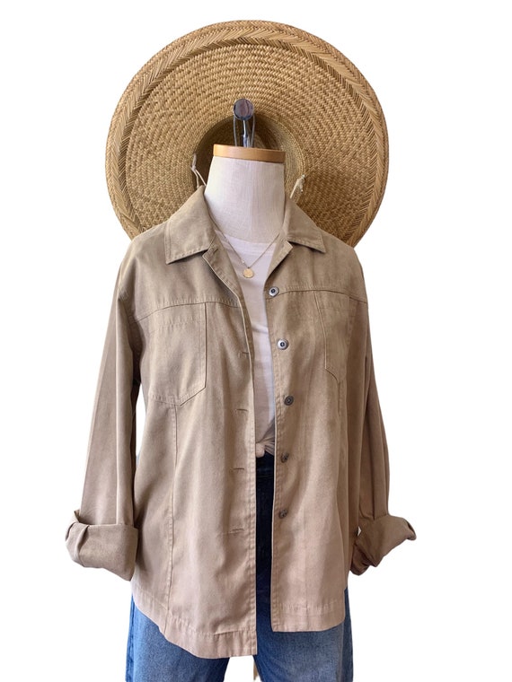 Walnut Woven Poly Oversized Button Down - image 3