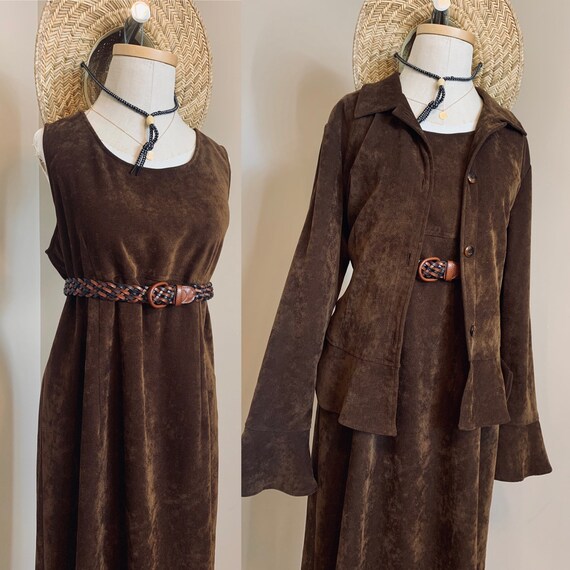 Coffee Suede Market Dress w/ Blazer