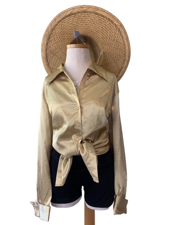 Champagne/Metallic Oversized Button Down - image 6