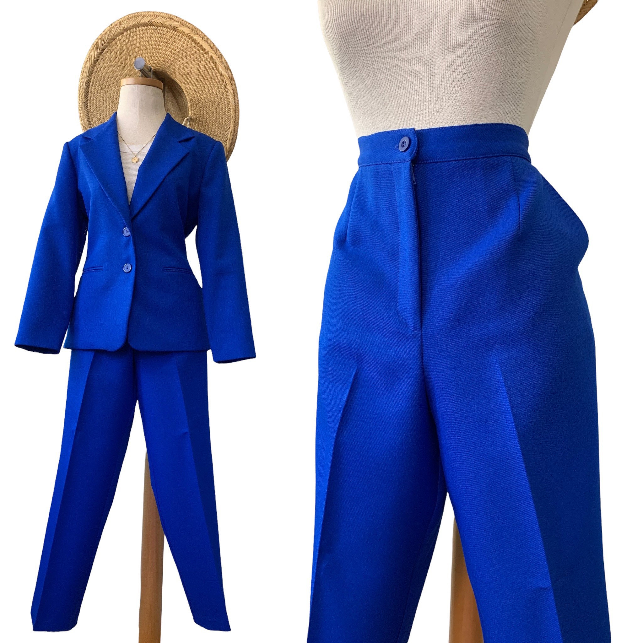 Blue Cotton Blend Pant Suit main image 1