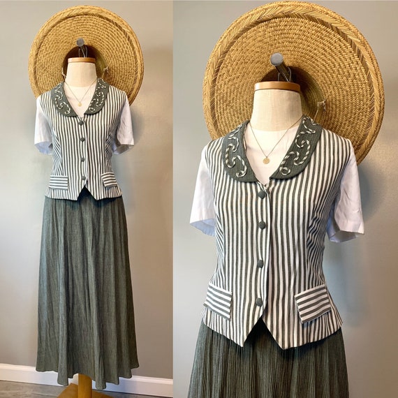 Sage Woven Poly Victorian Dress - image 2