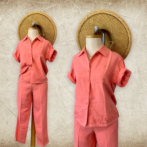 Coral Linen Embroidery Set