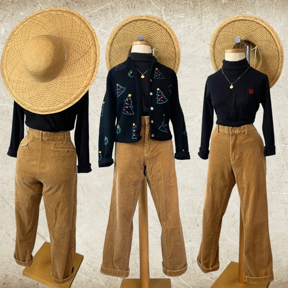 Sand Corduroy High Waist Straight Pants - image 2