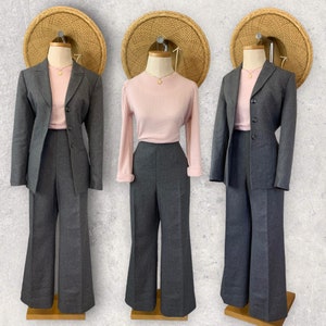 Grey Textured Woven Pant Suit