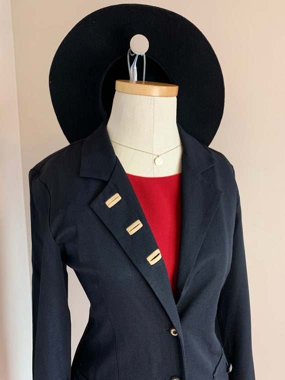 Black Woven Button Down Coat Dress/Overpiece - image 5