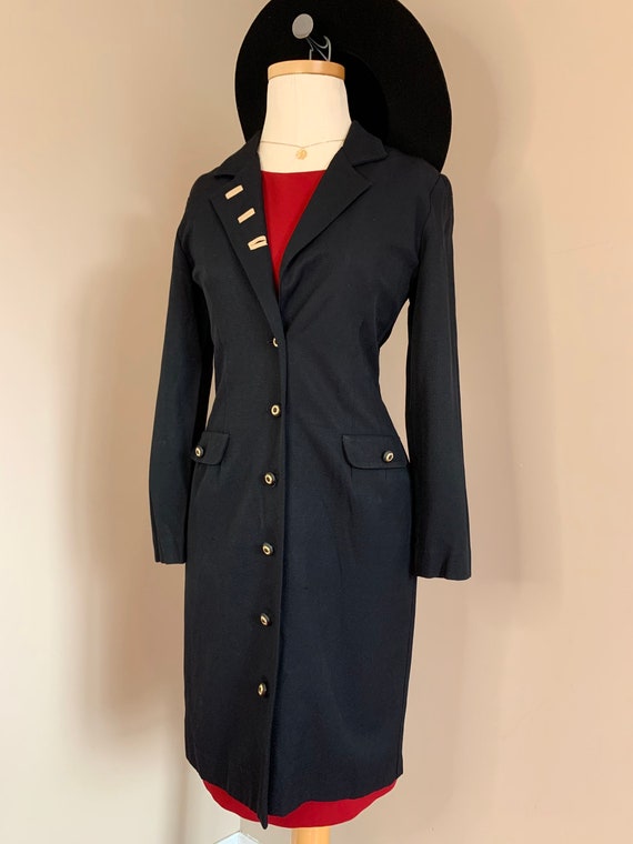 Black Woven Button Down Coat Dress/Overpiece - image 8