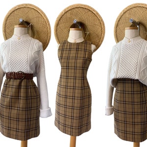 Vestido tejido a cuadros vintage