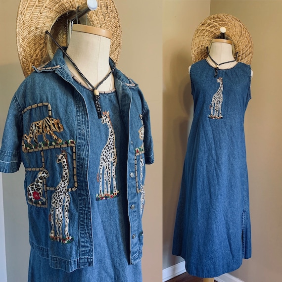 Denim Safari Embroidered Dress
