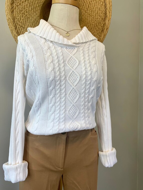 Crisp White CableKnit Luxe Sweater - image 2