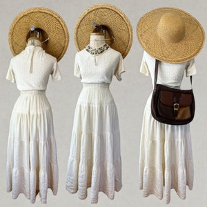 Vintage Ivory Woven Skirt Set