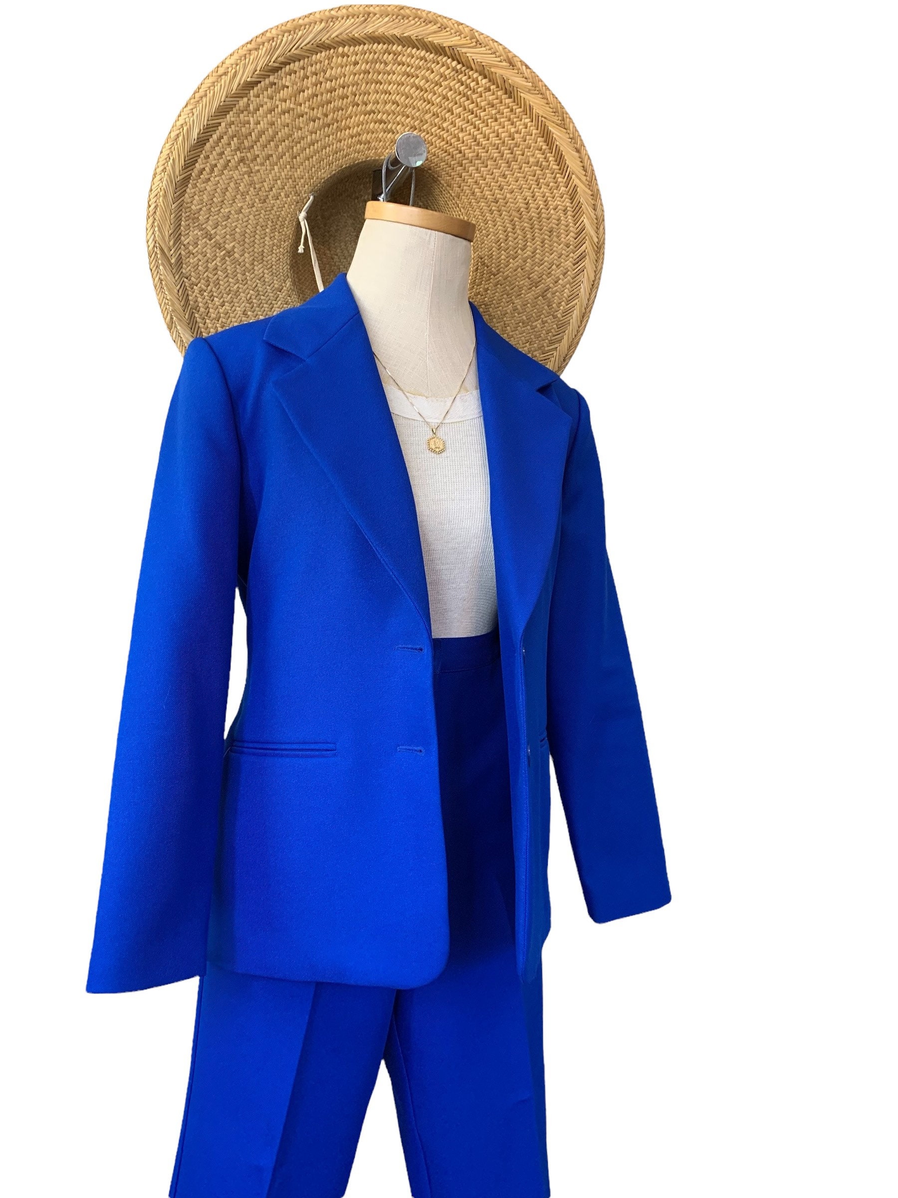 Blue Cotton Pant Suit