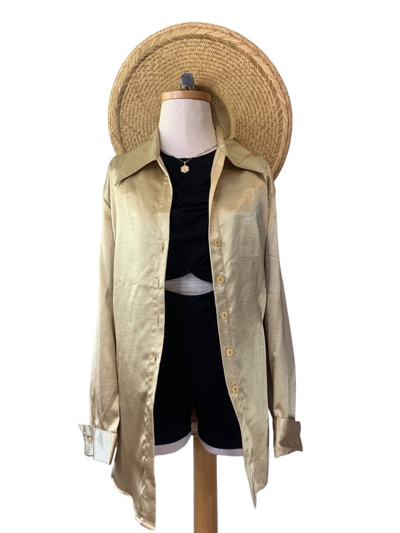 Champagne/Metallic Oversized Button Down - image 4