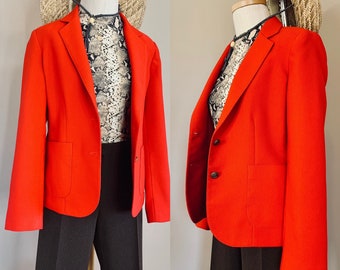 Red Woven Lined Blazer w/ Accent Bronzer Buttons