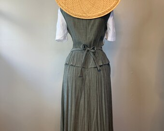 Sage Woven Poly Victorian Dress