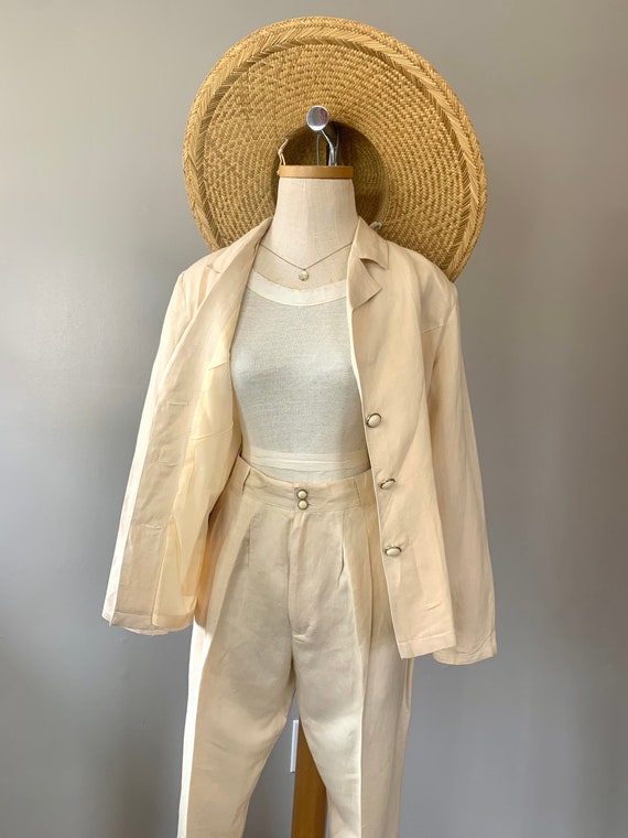 Vintage Ivory Linen Pant Suit - image 2