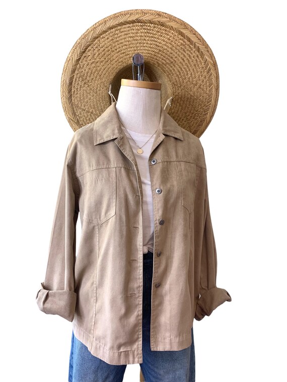 Walnut Woven Poly Oversized Button Down - image 2