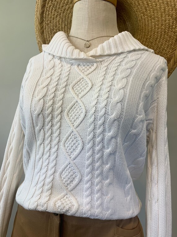 Crisp White CableKnit Luxe Sweater - image 4