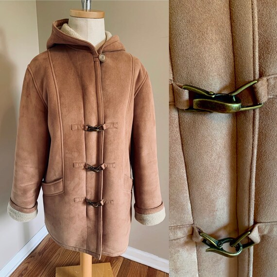 Golden Suede & Faux Fur Dolman Hooded Jacket