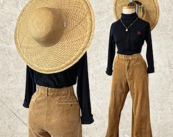 Sand Corduroy High Waist Straight Pants