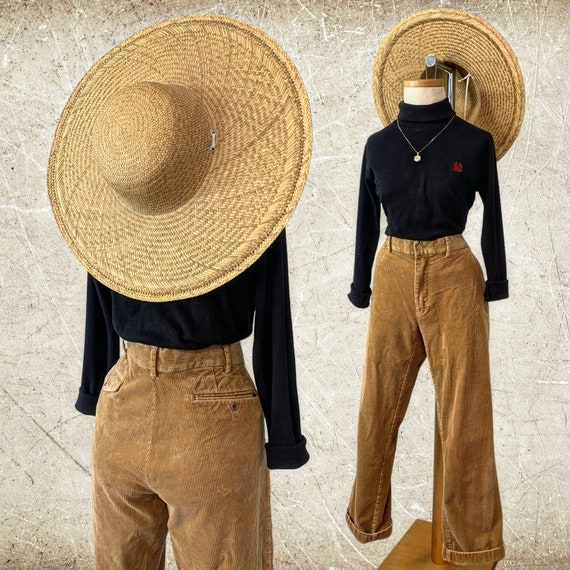 Sand Corduroy High Waist Straight Pants - image 1