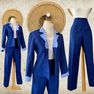 Vintage Woven Azul Pants Suit