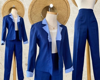 Vintage Gewebte Azul Hosenanzug