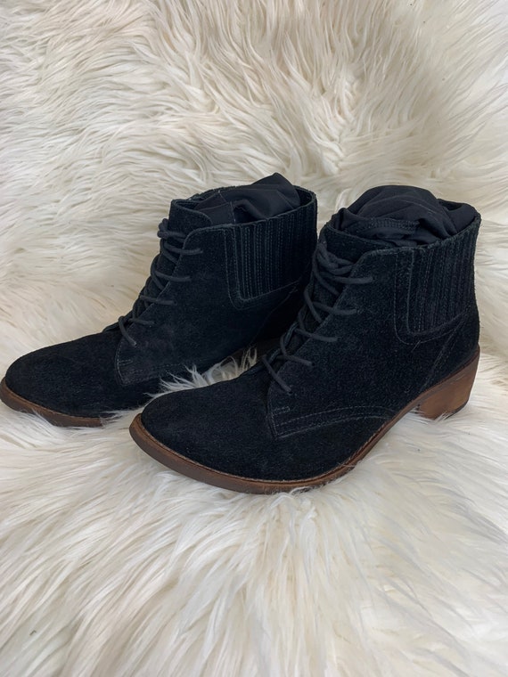 Black Suede Leather Laced Bootie