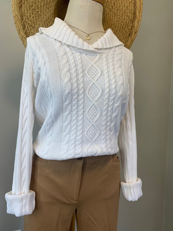 Crisp White CableKnit Luxe Sweater - image 3