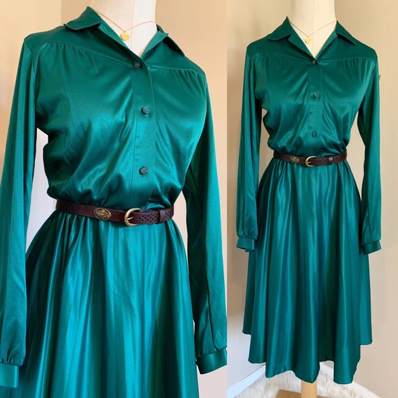 1930 high waist teal dress