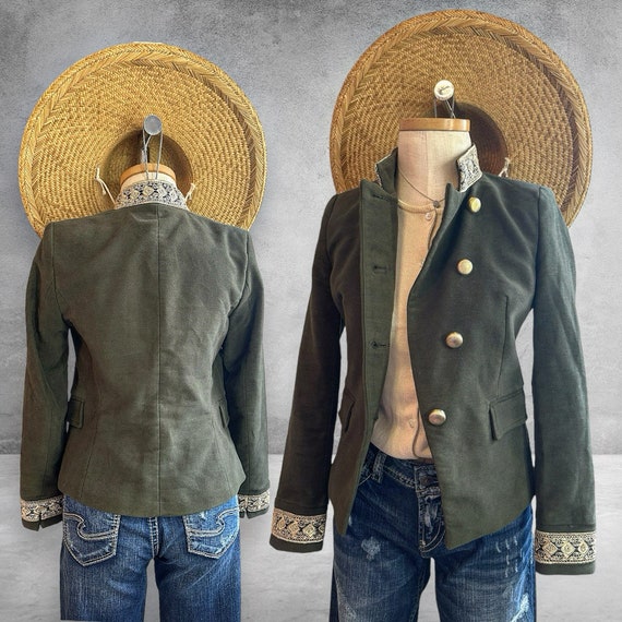 Military Green Velvet Jacket