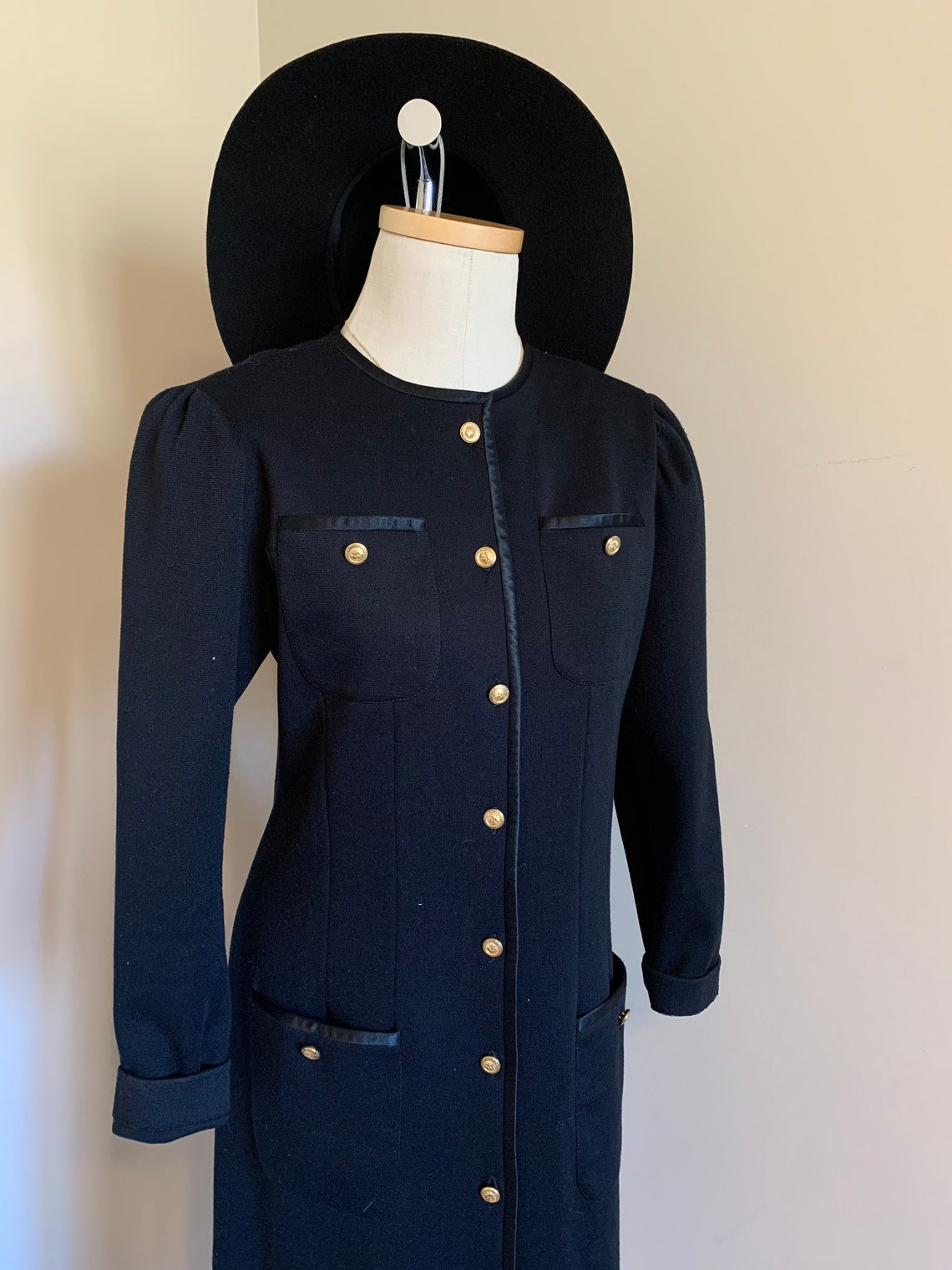 Long Victorian Black Wooven Sailor Coat w/ Gold Accent Buttons | Etsy