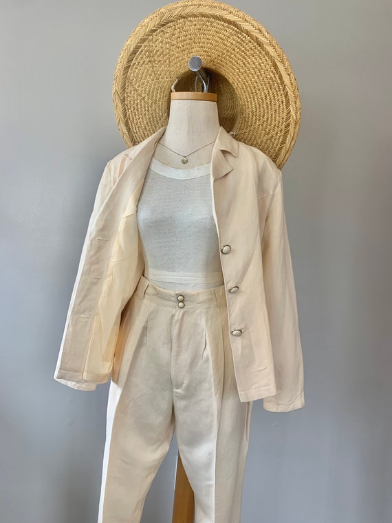 Vintage Ivory Linen Pant Suit - image 4