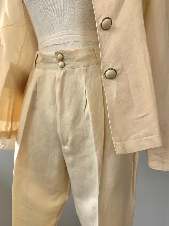 Vintage Ivory Linen Pant Suit - image 5