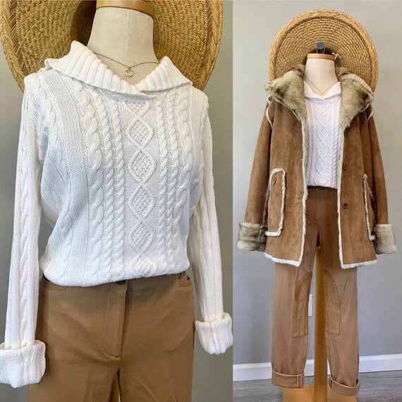 Crisp White CableKnit Luxe Sweater - image 1