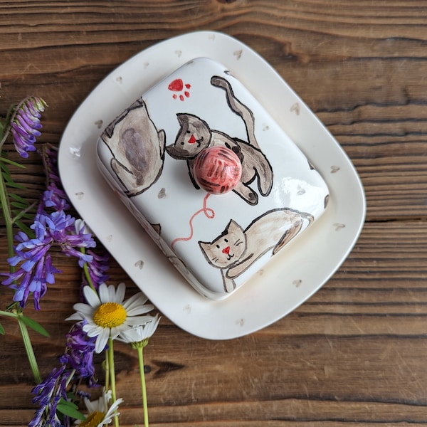 Cat Butter Dish Etsy