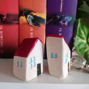 Miniature houses, ceramic tiny little house figurine, hut figure, handmade clay decoration, little village house, mini house, ceramic house image 6