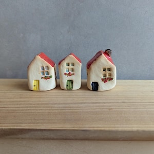 Miniature houses, ceramic tiny little house figurine, hut figure, handmade clay decoration, little village house, mini house, ceramic house