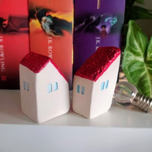 Miniature houses, ceramic tiny little house figurine, hut figure, handmade clay decoration, little village house, mini house, ceramic house image 4