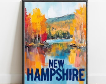 New Hampshire Poster - Abstract Travel Art Print, Modern Wall Decor, Bold & Textured Brushstrokes