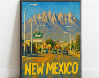 New Mexico Poster -  Impressionist Travel Art Print, Modern Wall Decor, Bold & Textured Brushstrokes