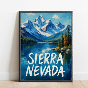 Sierra Nevada Poster - Impressionist Travel Art Print, Modern Wall Decor, Bold & Textured Brushstrokes