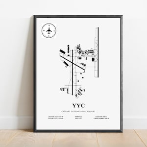 YYC, Aeroporto Internazionale di Calgary – Mappa del design dell'aeroporto, poster aeronautico