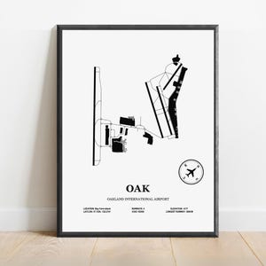 OAK, Aeroporto Internazionale di Oakland – Mappa del design dell'aeroporto, Poster aeronautico