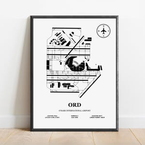 ORD, Aeroporto Internazionale O'Hare – Mappa del design dell'aeroporto, Poster aeronautico
