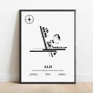 ALH, Aeroporto Internazionale di Anchorage T. Stevens – Mappa del design dell'aeroporto, Poster aeronautico
