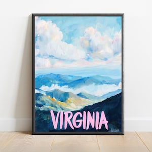 Virginia Poster - Abstract Travel Art Print, Modern Wall Decor, Bold & Textured Brushstrokes