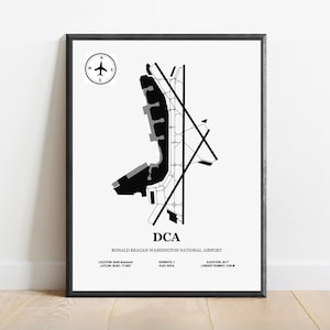 DCA, Ronald Reagan Washington National Airport – luchthavenontwerpkaart, luchtvaartposter