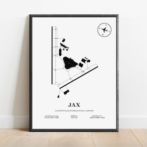 JAX, Aeroporto Internazionale di Jacksonville – Mappa del design dell'aeroporto, Poster aeronautico