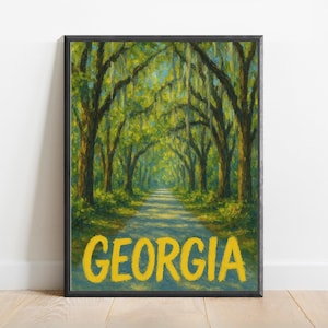 Georgia Poster - Impressionist-Reise-Kunstdruck, modernes Wanddekor, fettgedruckte und strukturierte Pinselstriche